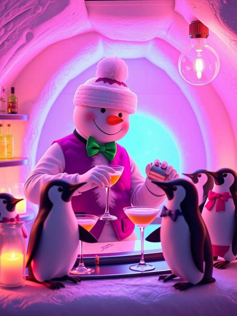 Snowman's Neon Igloo Bar: A Cocktail Fantasy