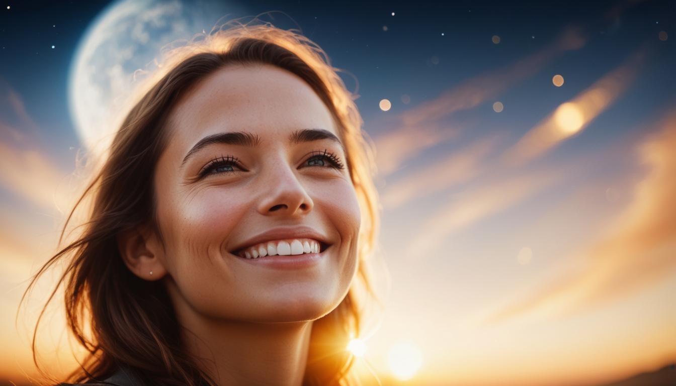Peaceful Woman Portrait in Golden Hour Light