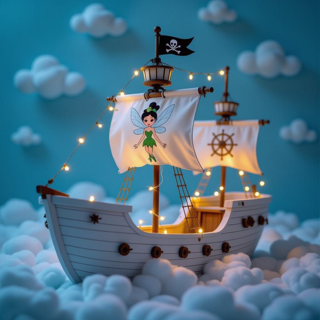 Pirate Ship Trailer Float with Fairy Lights and Tinkerbell