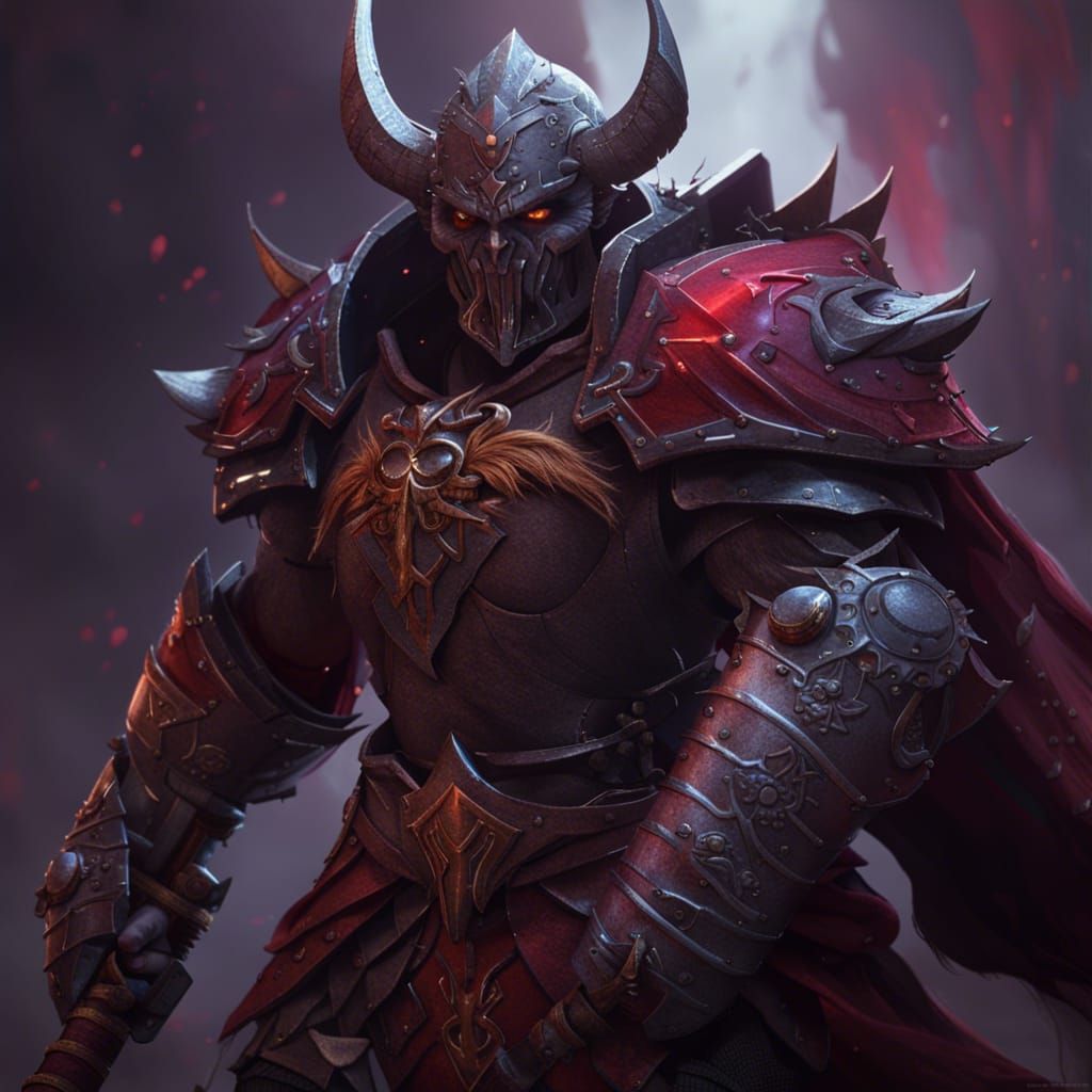 Fearsome Axe Warrior in Dark Fantasy Style