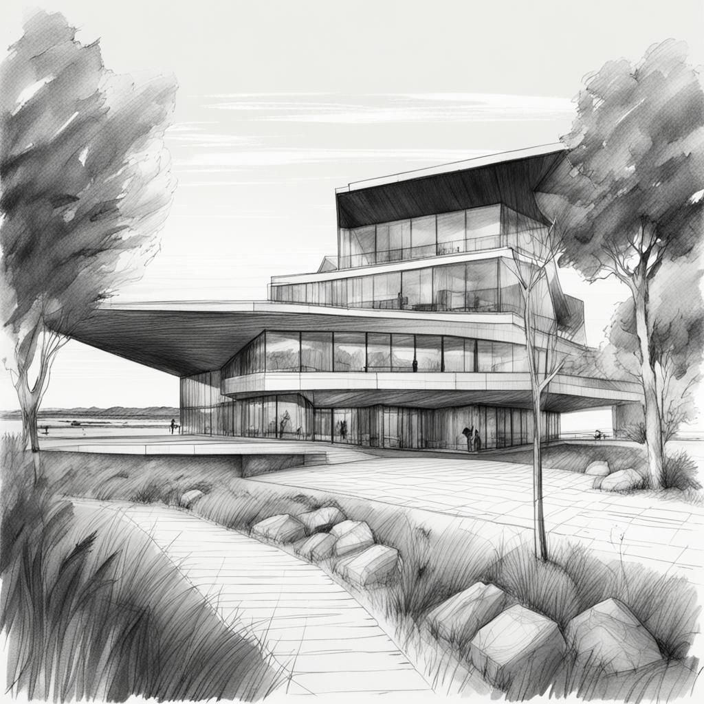 Coastal Site Sketch Next to Research Center