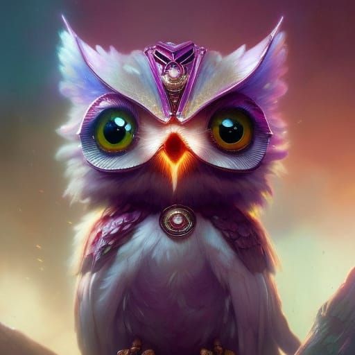 Adorable Knitted Yarn Owl in Chibi Style