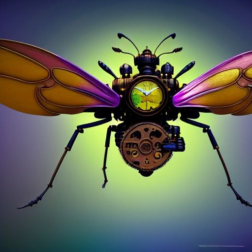 Steampunk Bumblebee with Rainbow Highlights