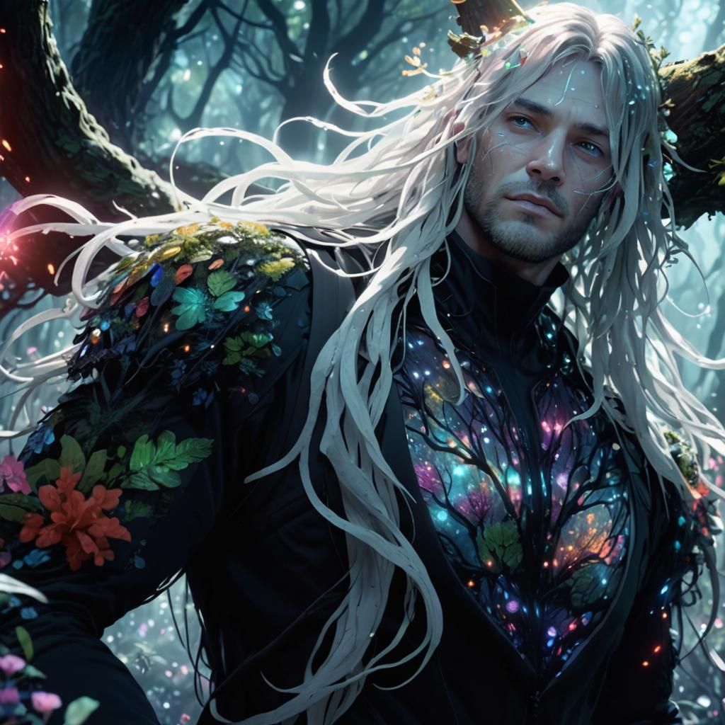 Bioluminescent Forest Walker in Digital Art Style