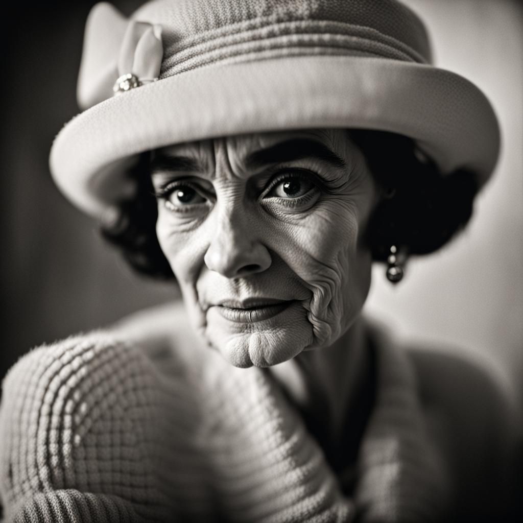Coco Chanel Portrait in Atelier, Realistic Style