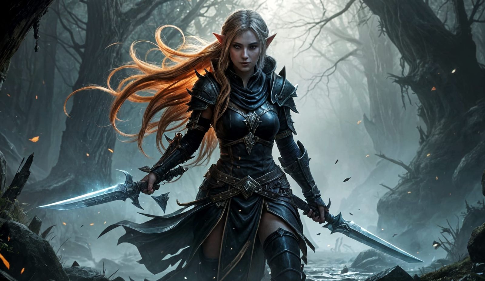 Dark Fantasy Warrior: Blod Elf Assassin in Ginger Pigtails