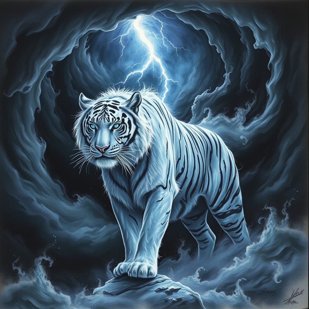 Ethereal Tiger Illuminated by Legendary Lightning