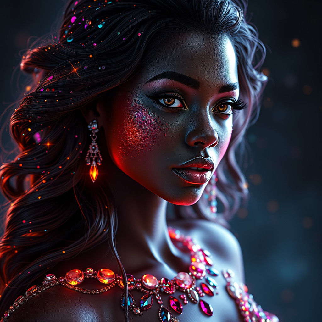 Glittering Jewel: A Fantasy Portrait in Colorful Detail