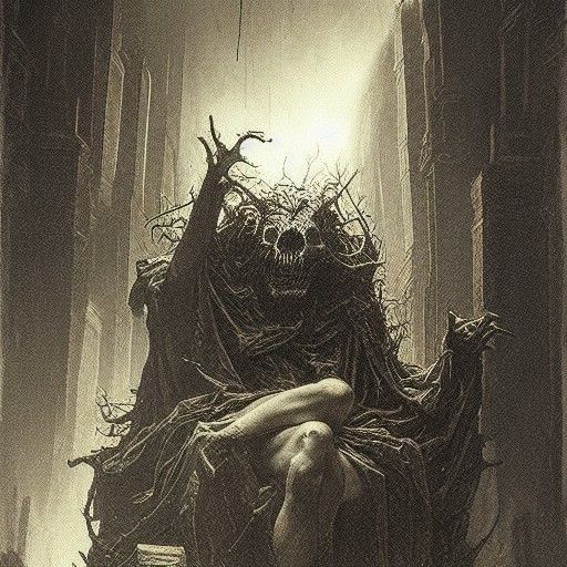 Horrific Rubik's Cube in Gothic Engraving Style