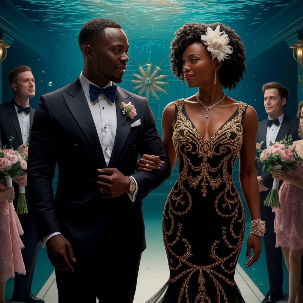 Underwater Jazzclub Wedding in Hyperrealistic Style