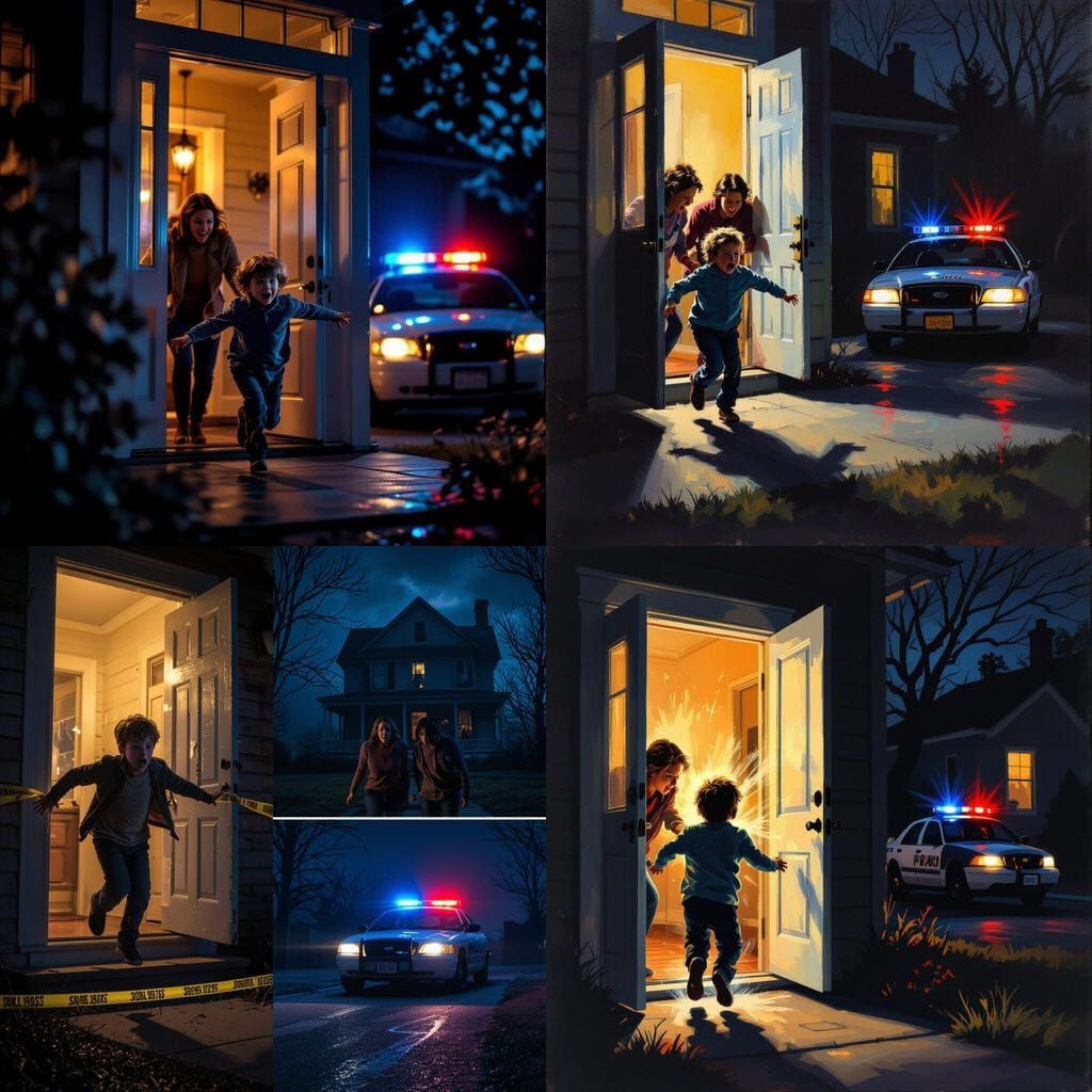 Frightened Child's Return Home and Abandoned House