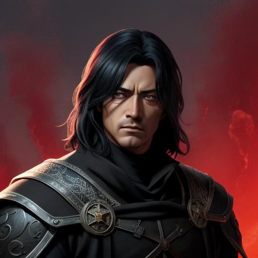 Medieval Sorcerer Portrait in Anime Style