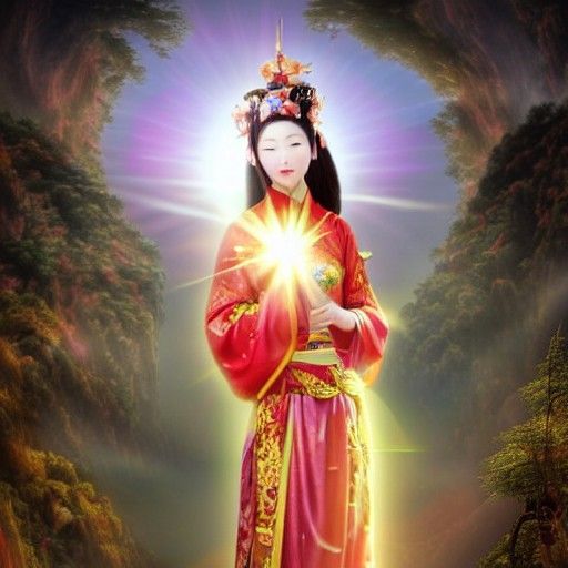 Radiant Chinese Goddess in Heavenly Light