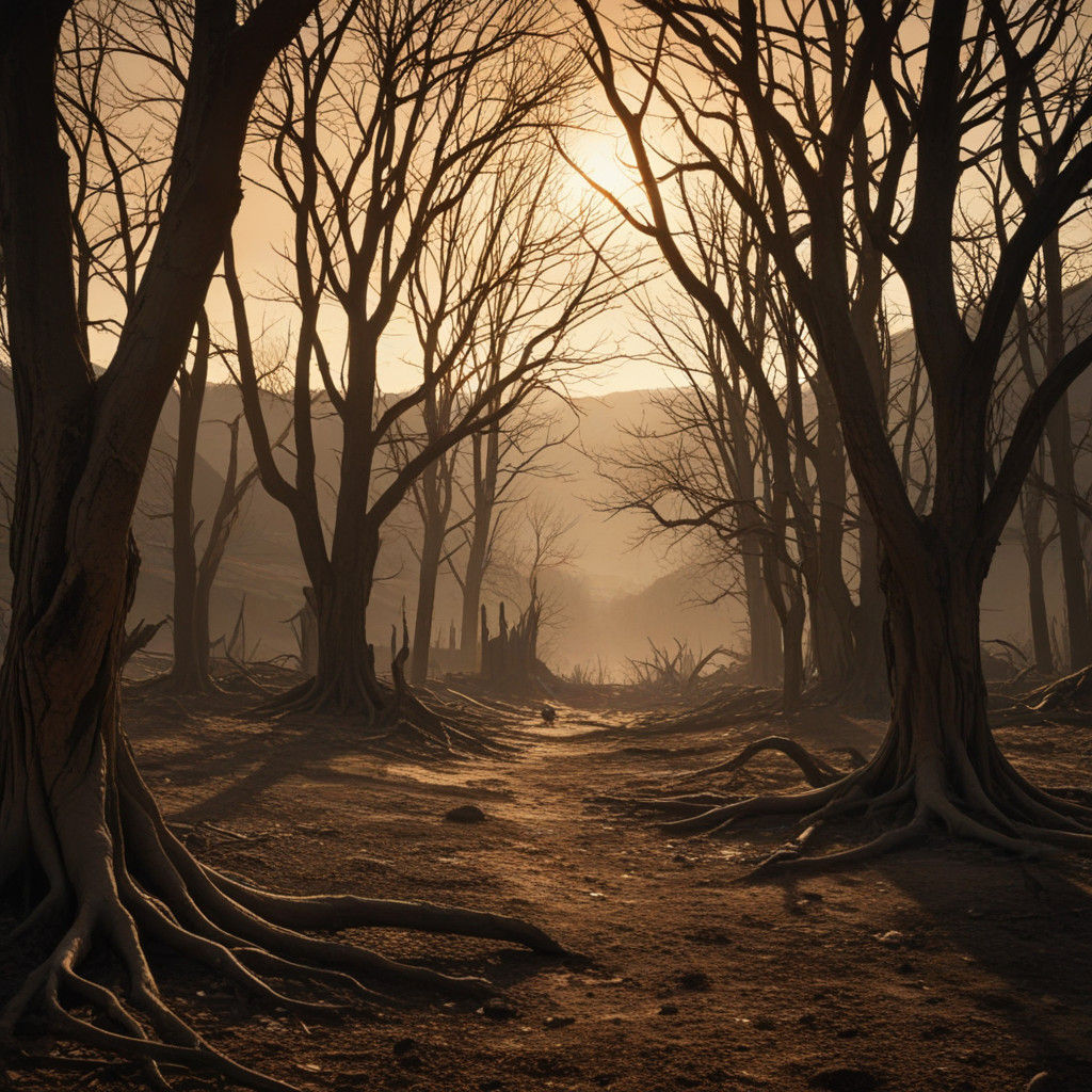 Barren Landscape in Desolate Oil Painting Style