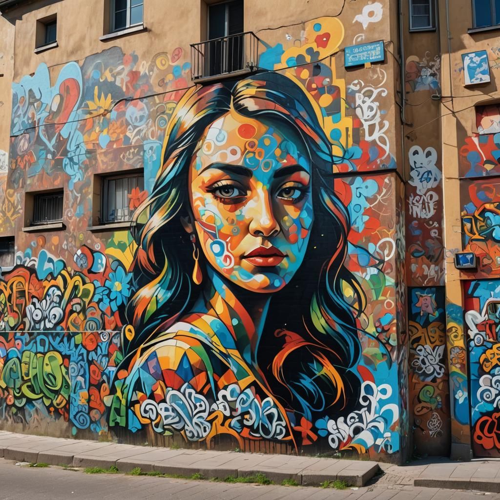 Colorful Street Art Muralism in Urban Landscape