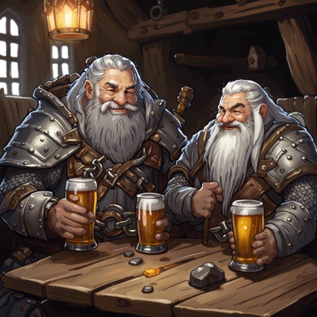 D&D Shield Dwarves Enjoying Beer