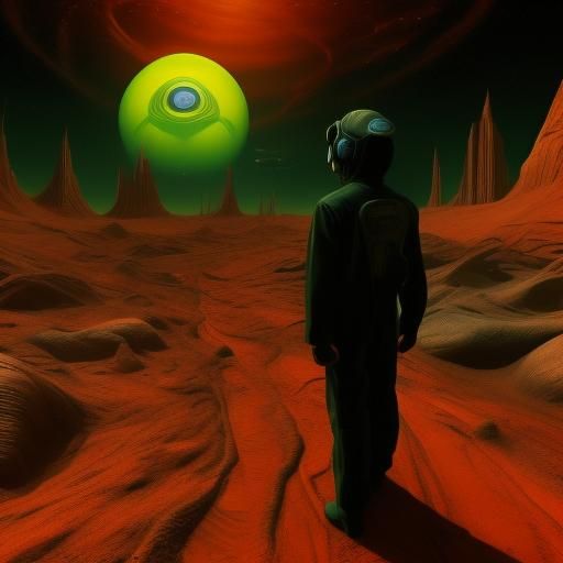 Surreal Cat People on Mars in Sci-Fi VHS Style