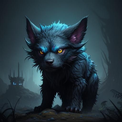 Four-Eyed Canine Creature in Unreal Engine Style