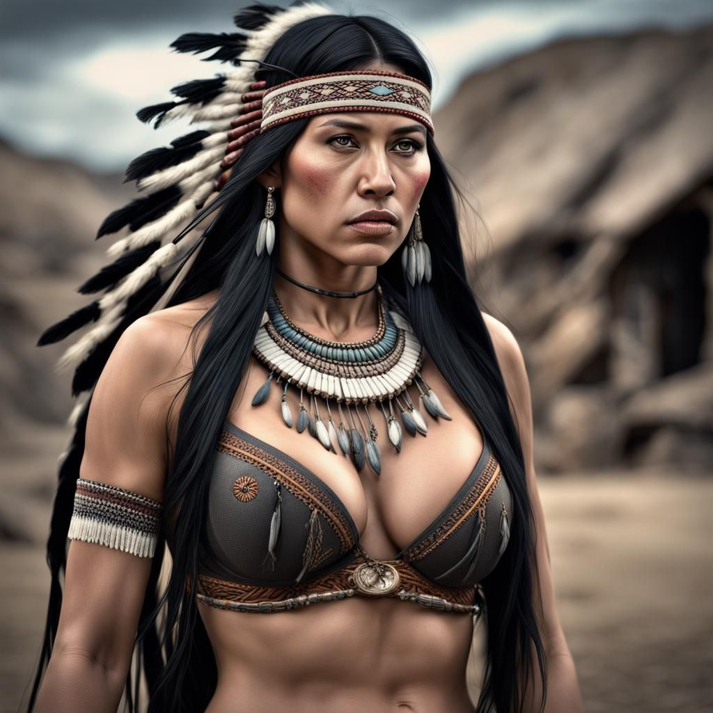 Hyperrealistic Portrait of Native American Woman