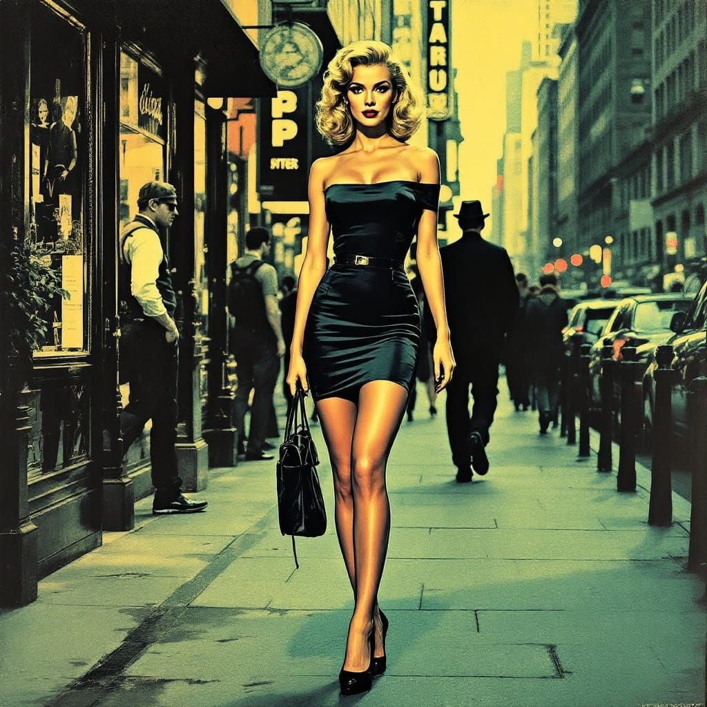 Pop Art Pin-Up in Risograph Style