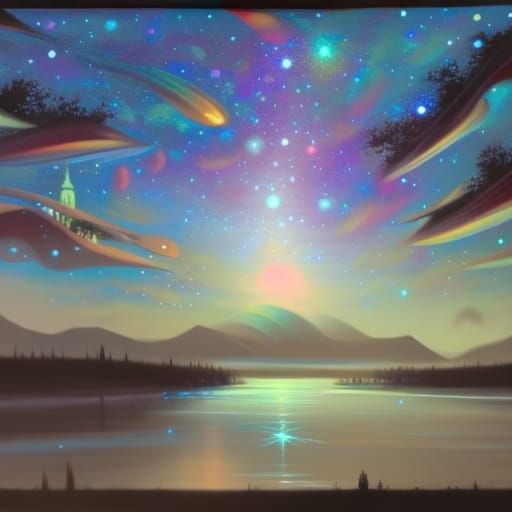 Ethereal Starscape Painting in Surreal Style