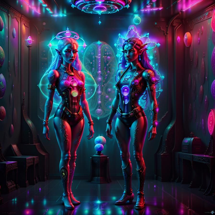 Moon Temple with Bioluminescent Roads in Expressionist Style