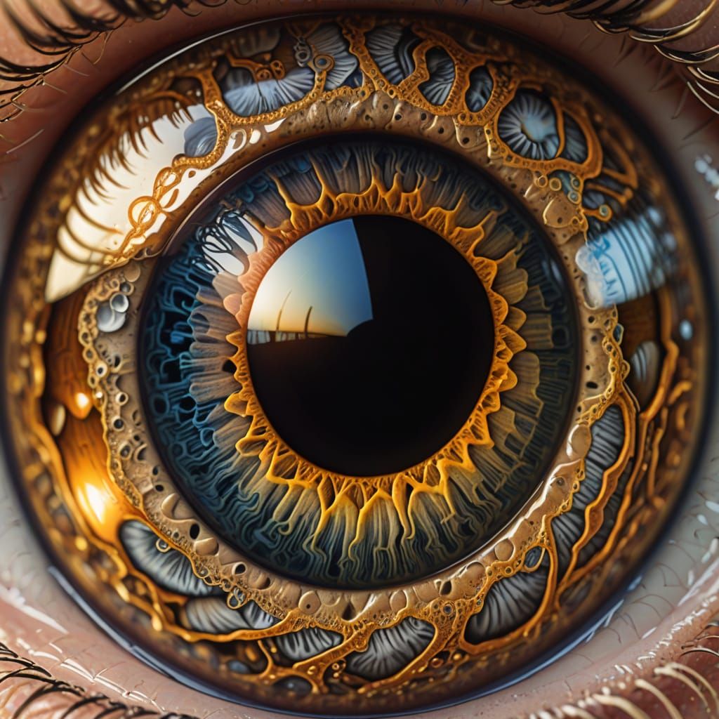 Precise view of the 20x magnified human eye