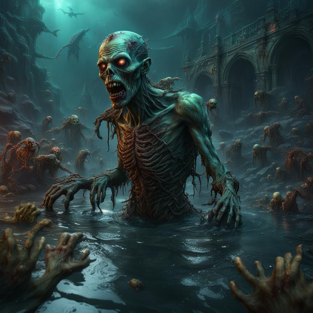 Drowned Zombie Art: Detailed Matte Painting