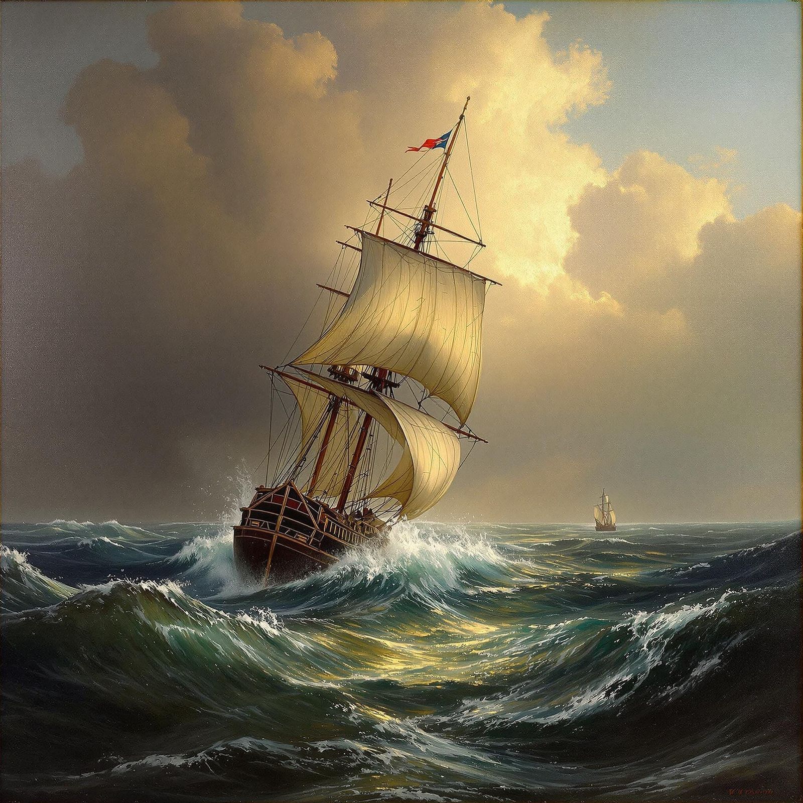 Stormy Seascape in the Style of J.M.W. Turner