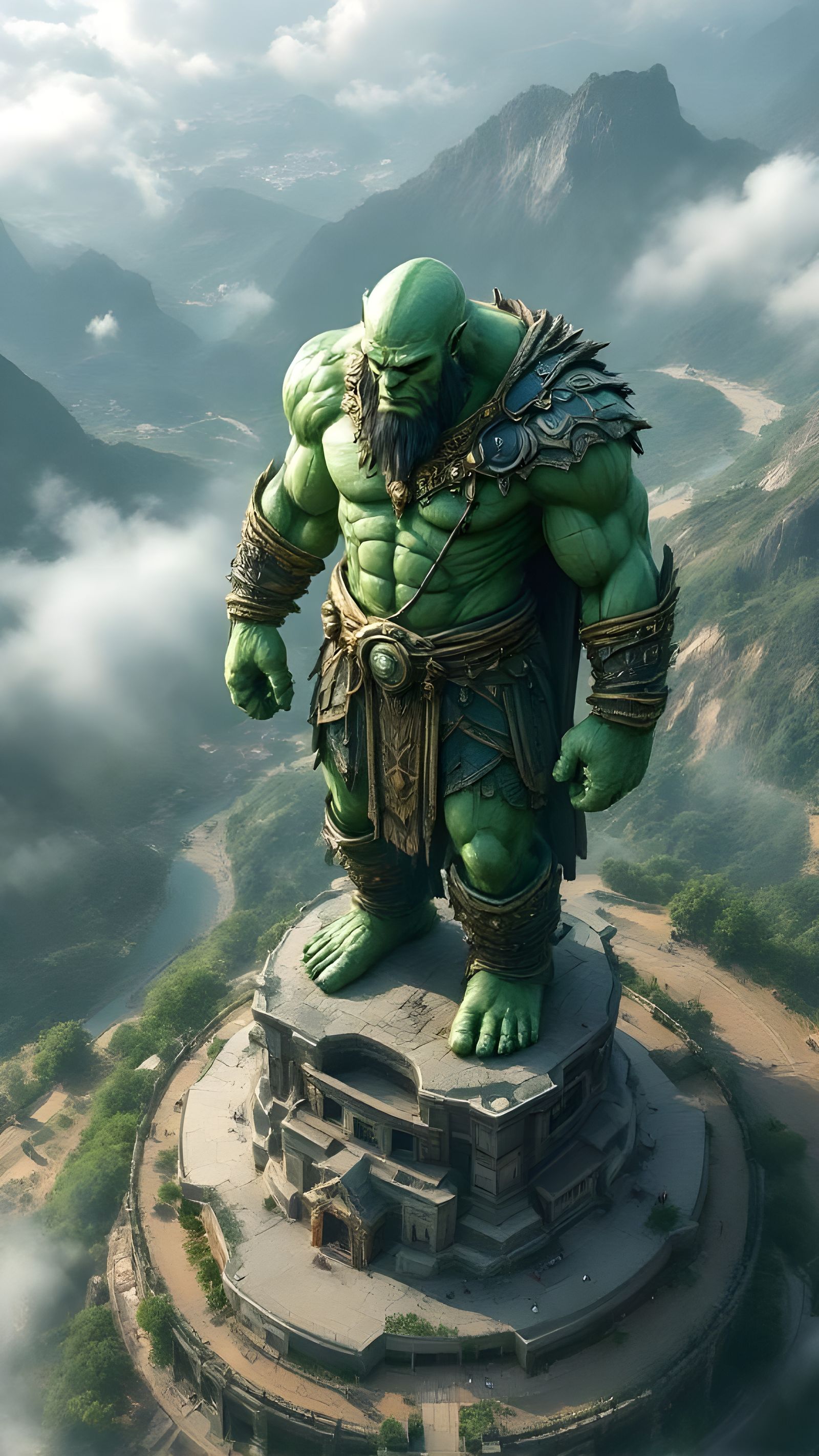 Colossal Orc Warlord Statue: Bird's Eye View