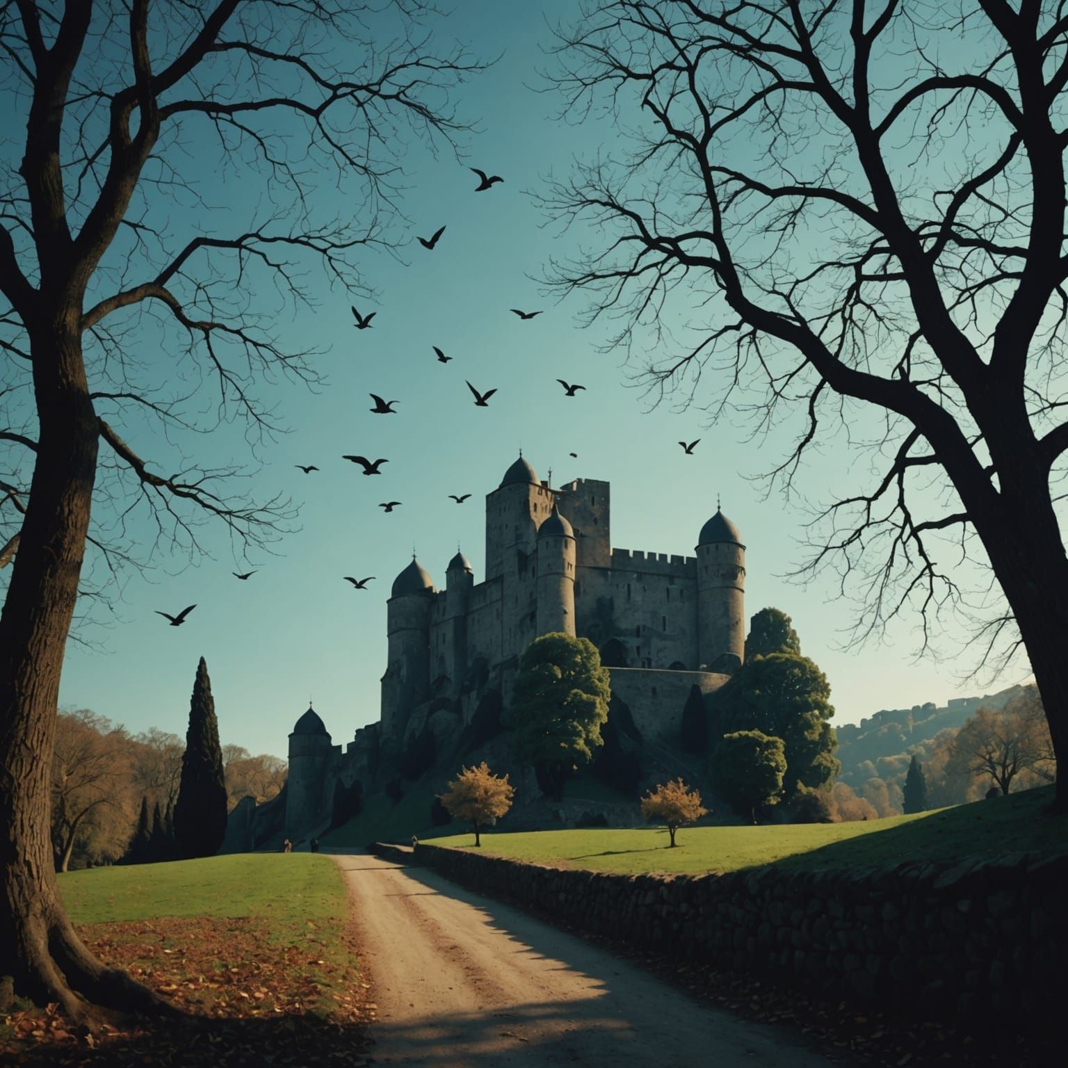 Surreal Fractal Dreamscape Inspired by Magritte