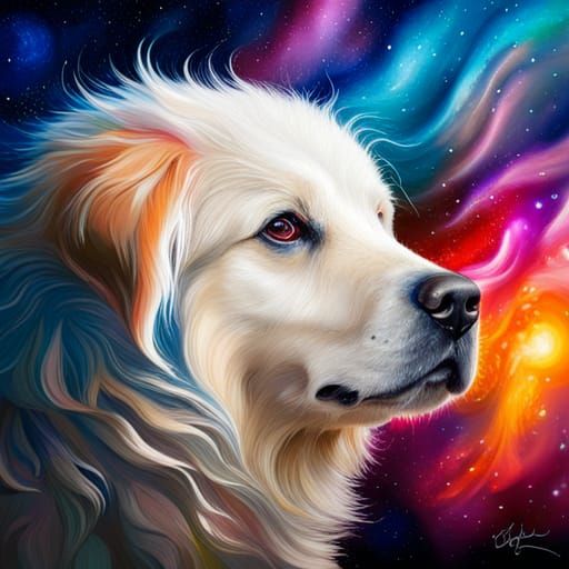 Galactic Great Pyrenees Graffiti Art