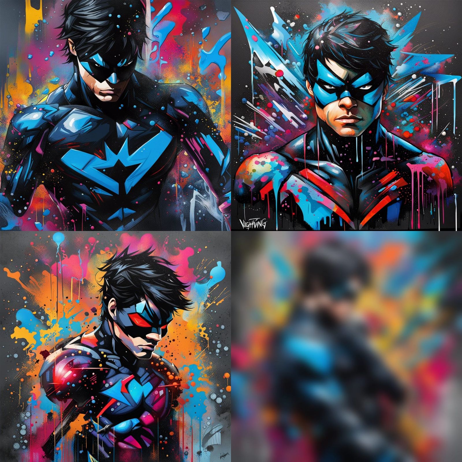 Nightwing in Graffiti Art Style
