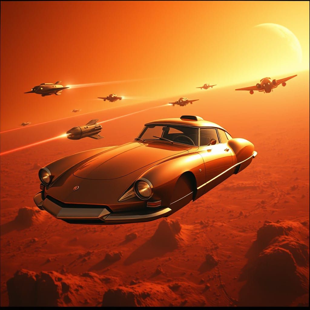 Futuristic Citroën DS Battleship Soars Through Martian Skies...
