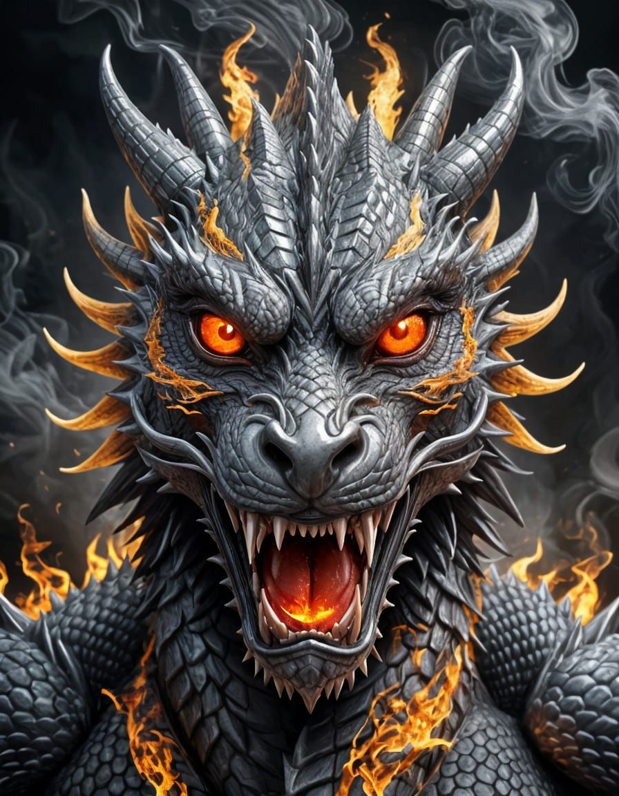 Chinese Dragon Close-Up in Digital Art Style