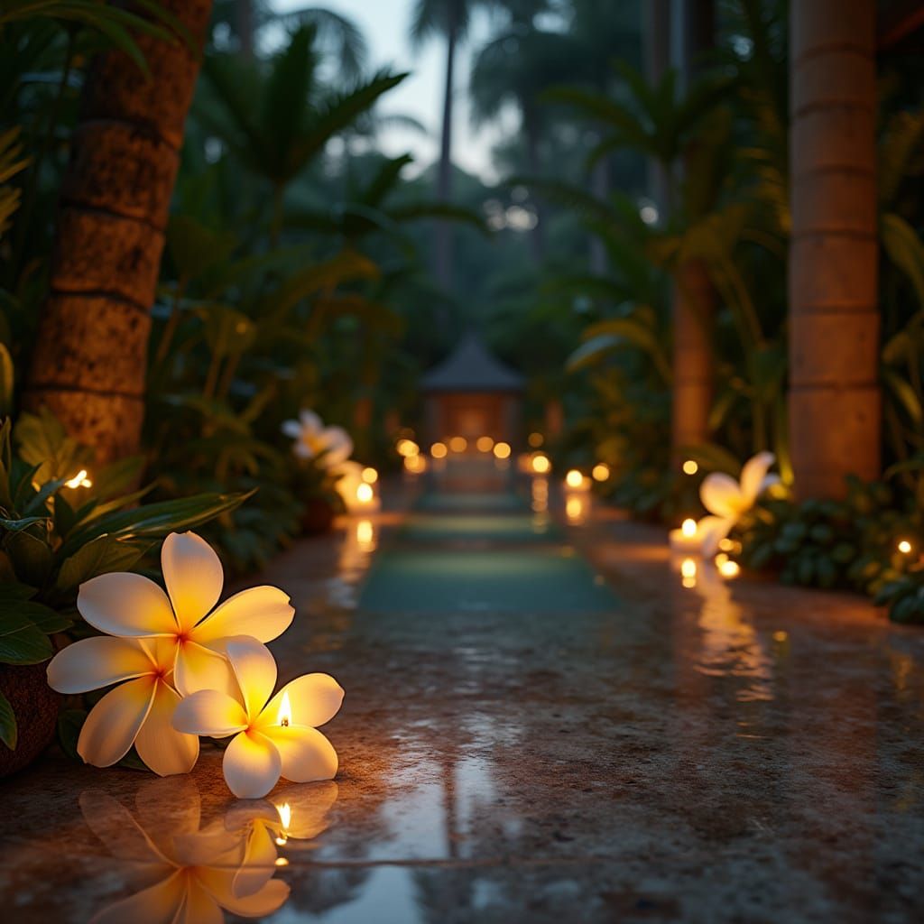 Luxurious Nighttime Spa Oasis in Tropical Paradise