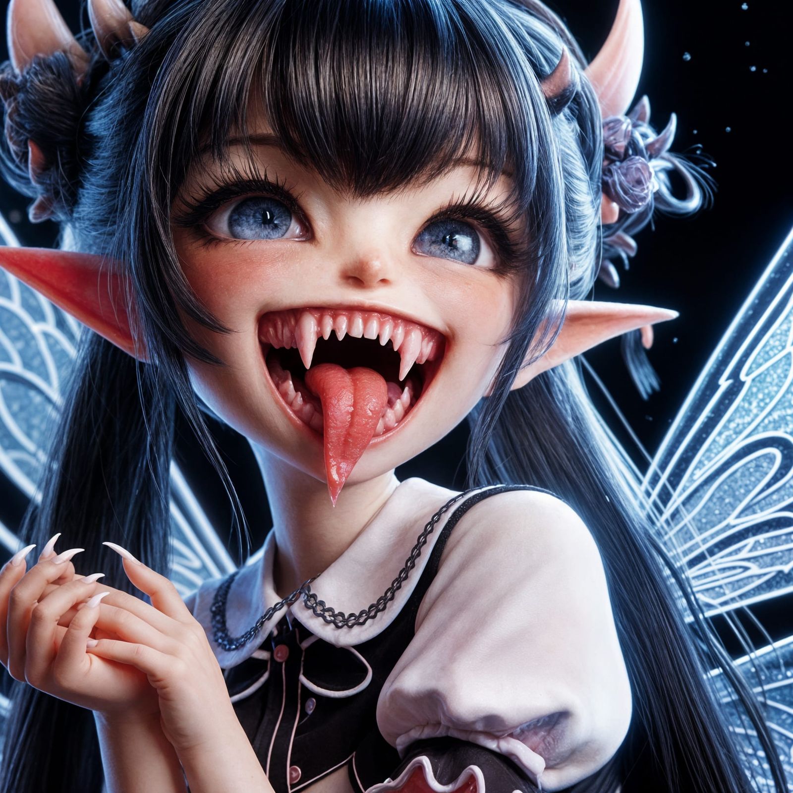 Cute Demon Fairy Close-Up in Void World