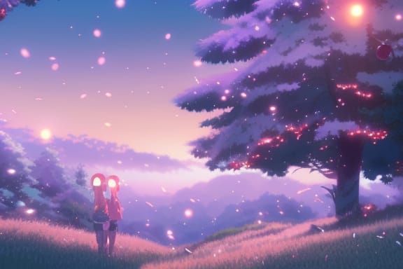 Anime Christmas Landscape in Studio Ghibli Style