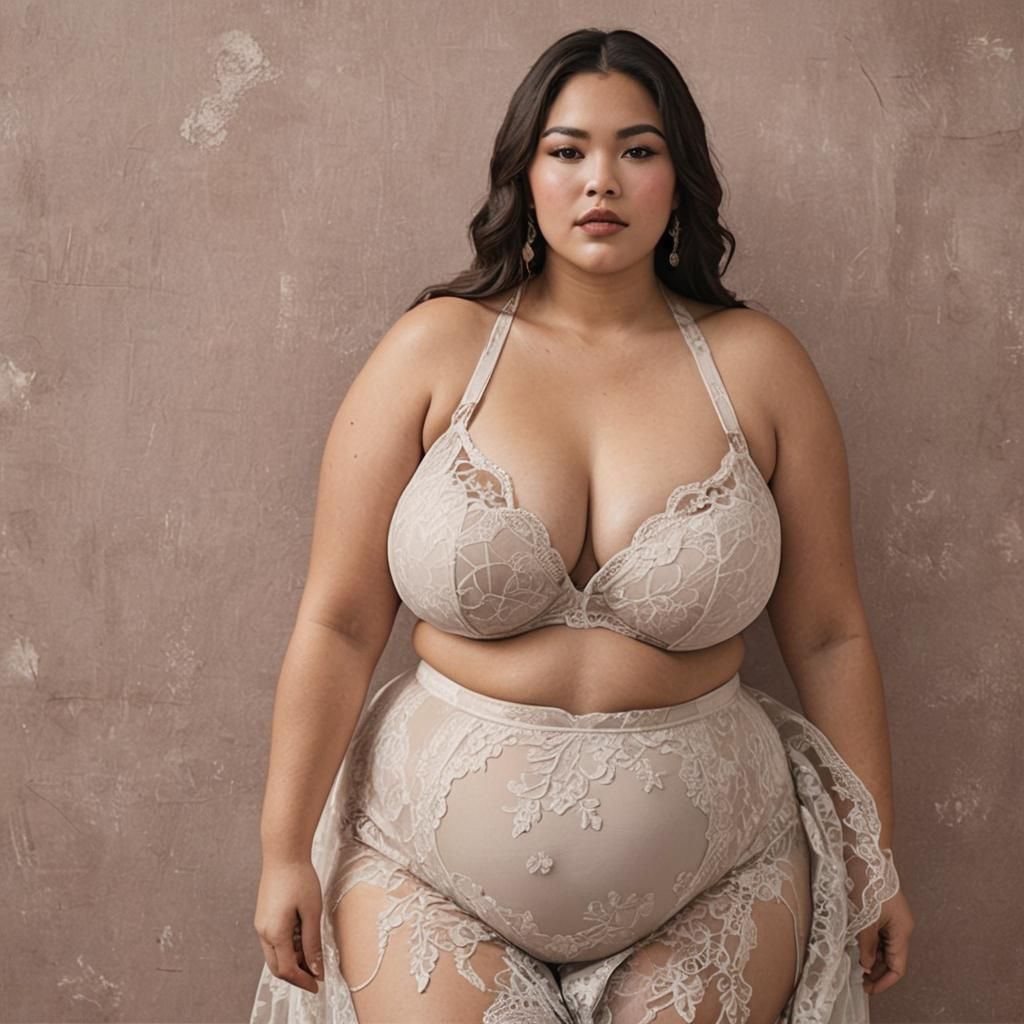 Plus Size Woman in Lace Bra
