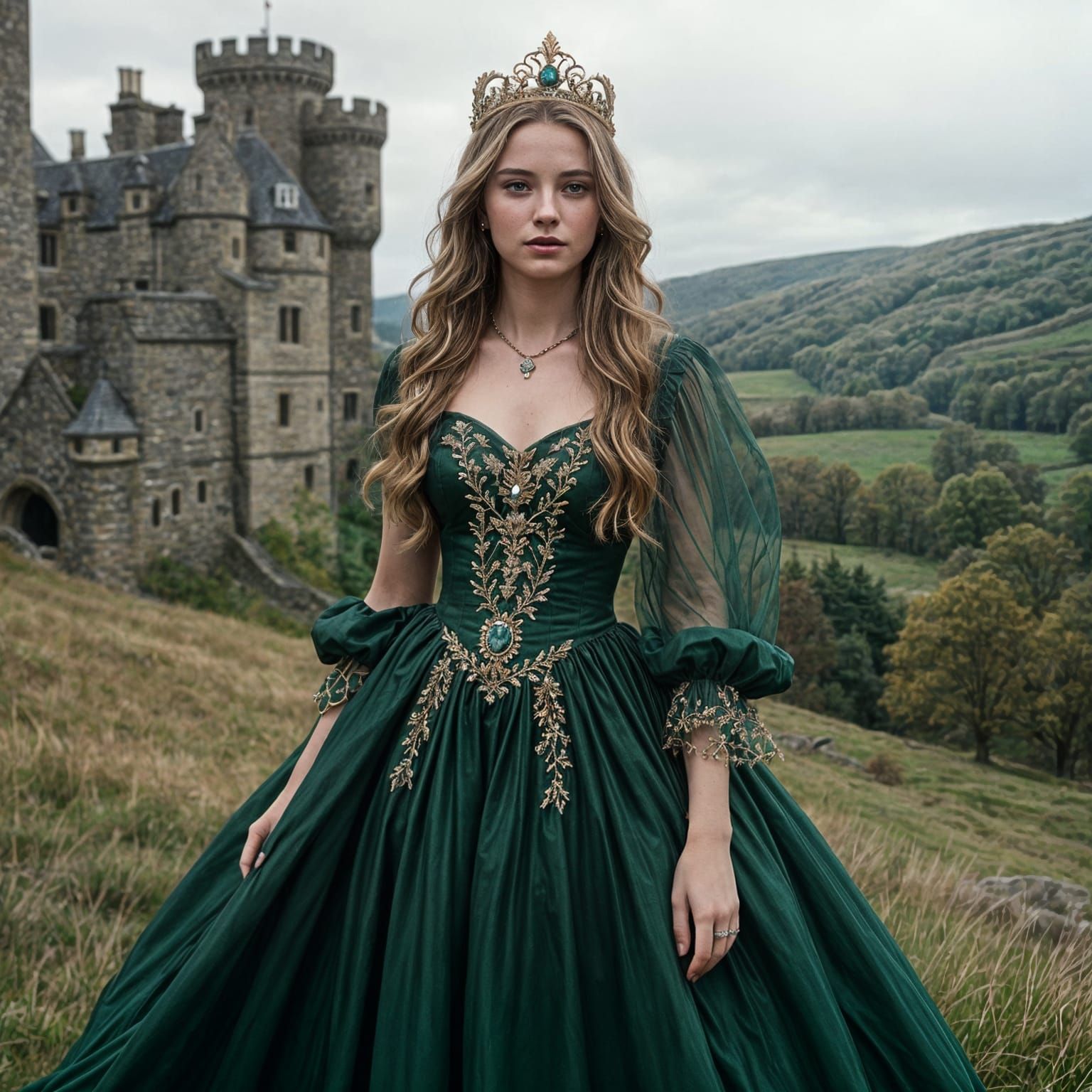 Elegant Scottish Princess in Regal Attire