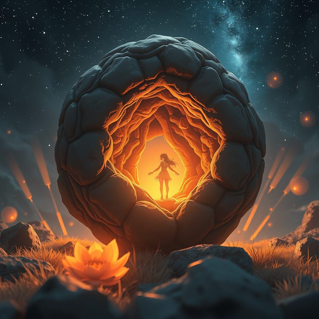 Surreal Birth Scene in Anime Style