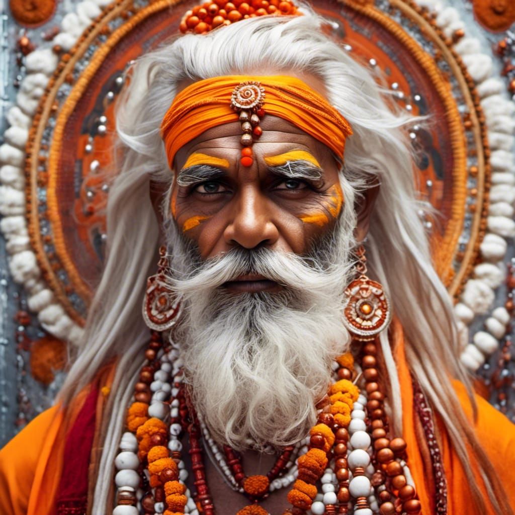 Hindu Futurist Portrait of a Sadhu