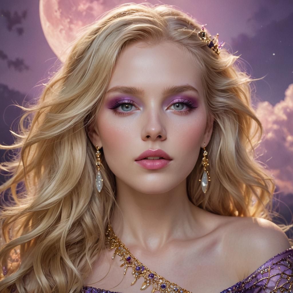 Goddess Portrait with Gemstones in Ethereal Light