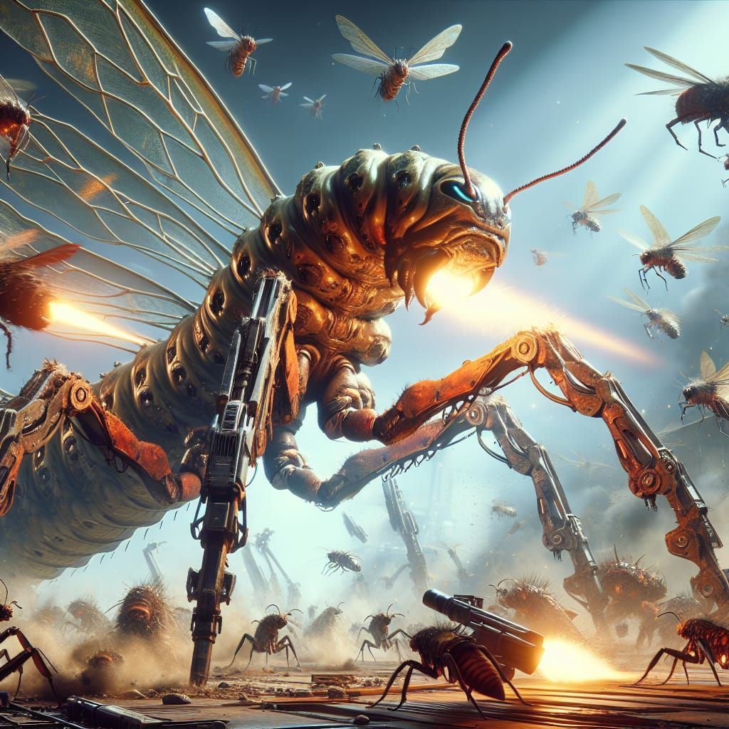 Dystopian Insect Warfare with Cannon Caterpillar