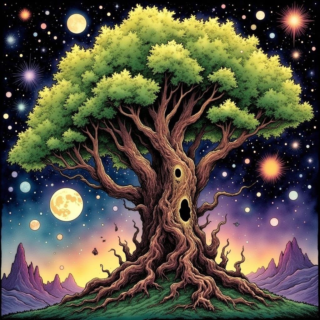 Tarot Card Cover Design with Tree of Life