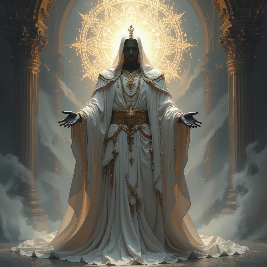 Majestic God Figure in Ethereal Light