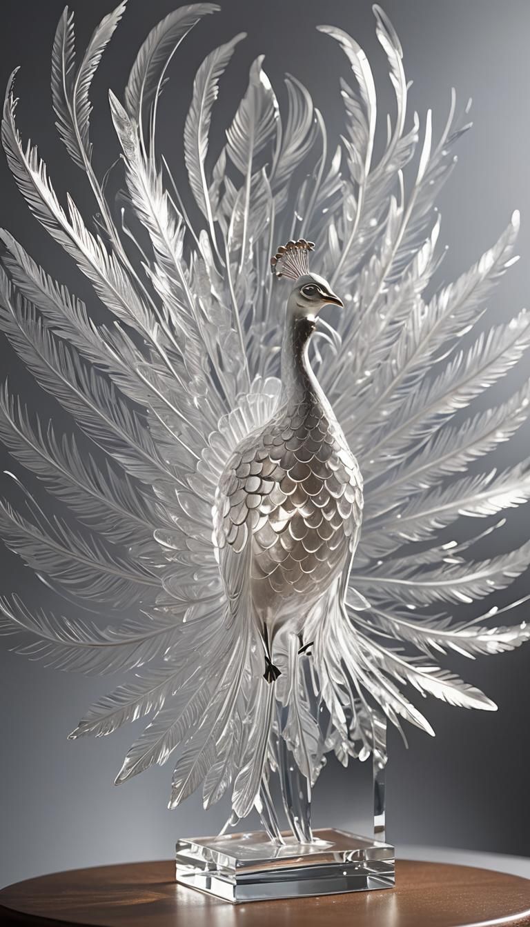 Majestic Crystal Peacock Sculpture with Exquisite Details