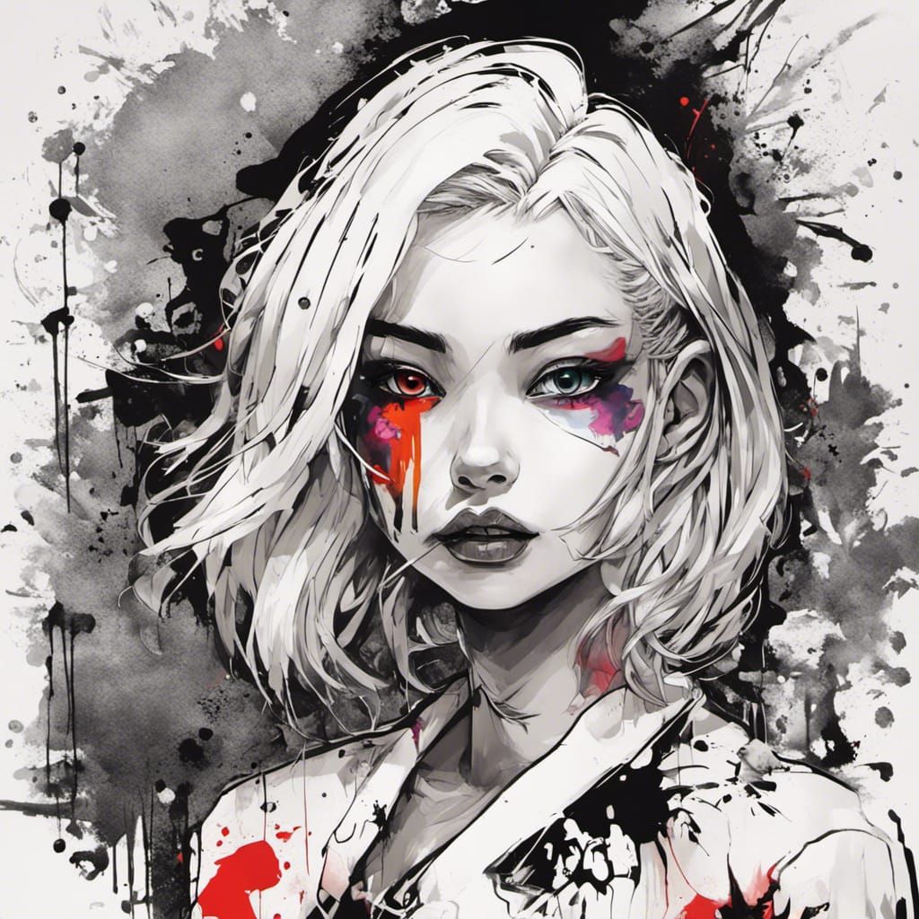 Cute Vampire Girl in Japanese Graffiti Art Style
