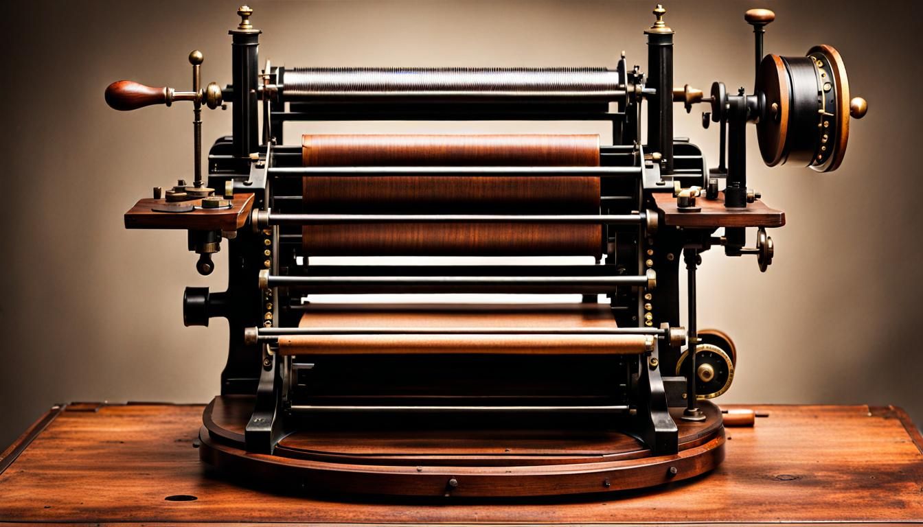 Vintage Steampunk Printing Press Illustration