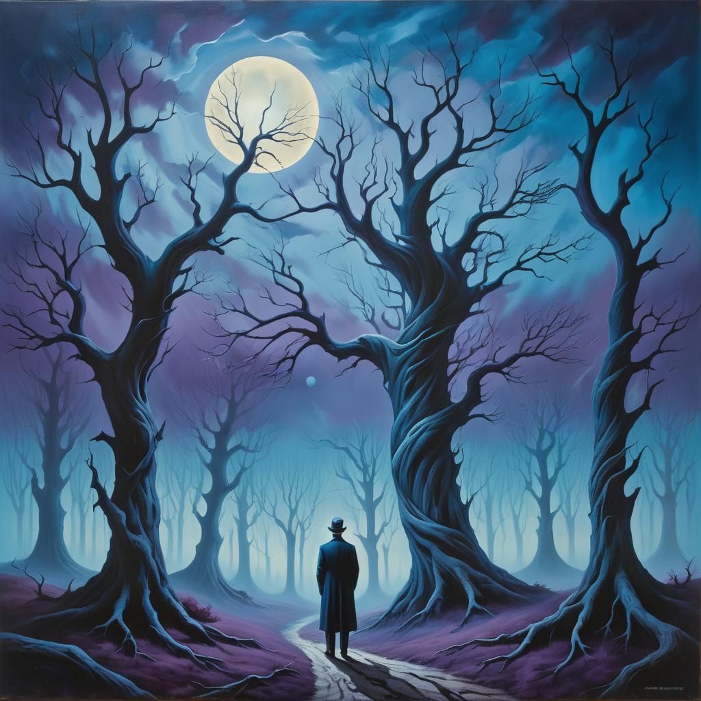 Eerie Surreal Landscape Painting Inspired by Magritte